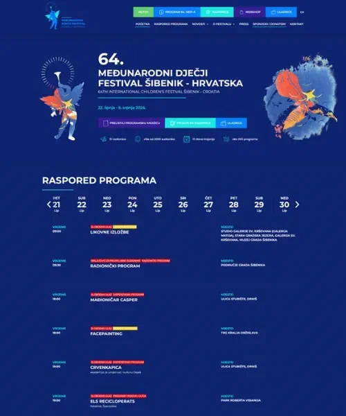 Prikaz web stranice Međunarodni Dječji Festival Šibenik