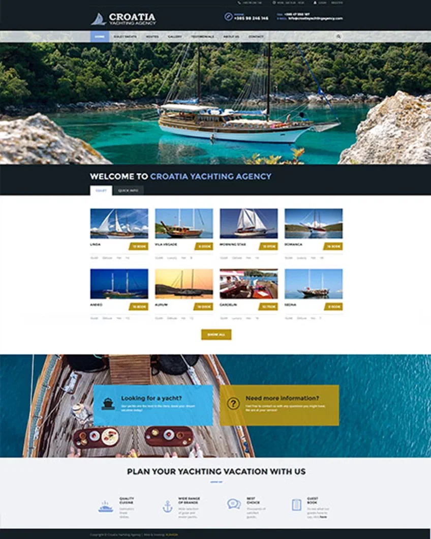 Prikaz web stranice Croatia yachting agency