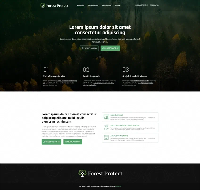 Prikaz web stranice Forest protect