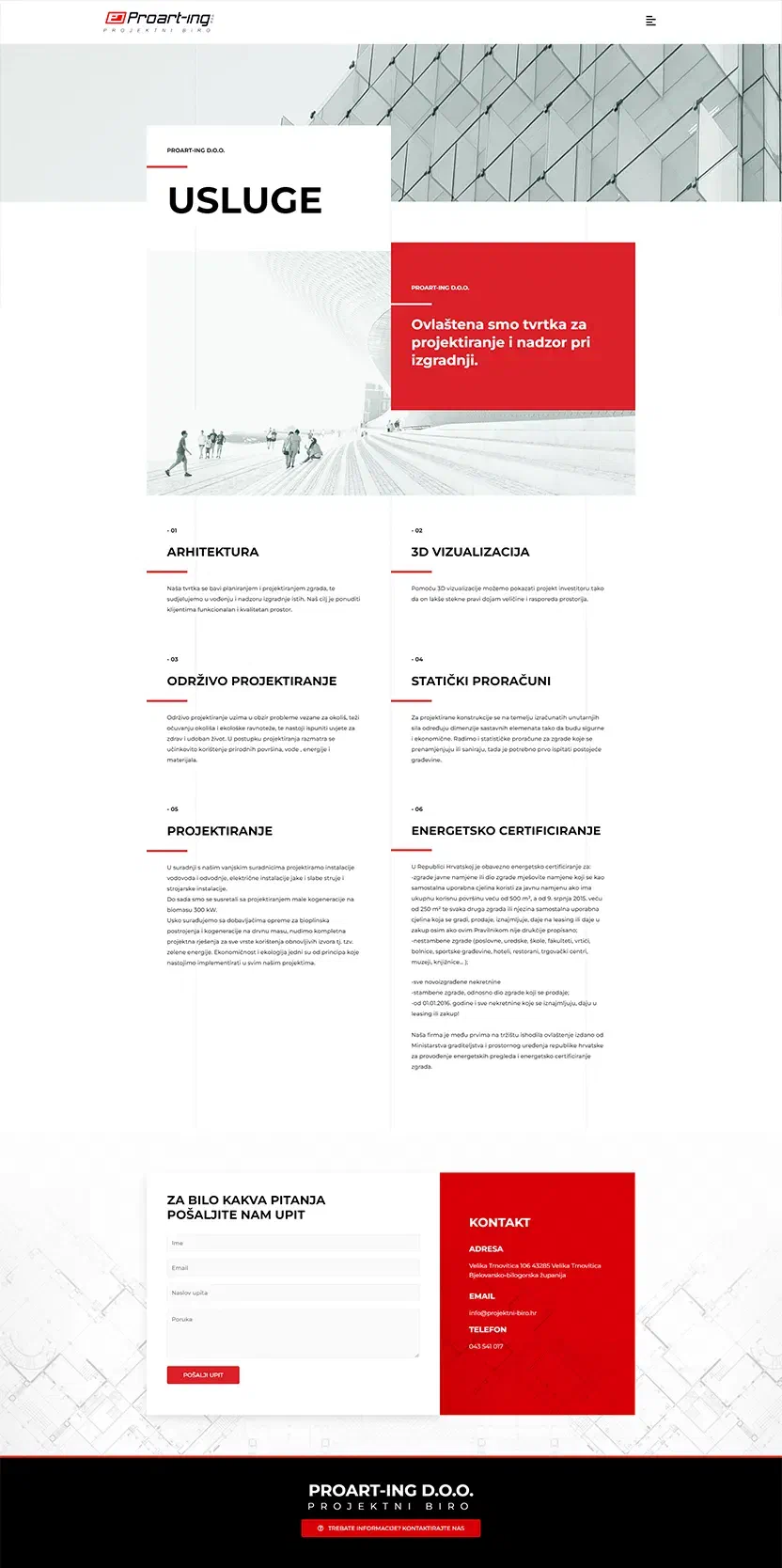 Prikaz web stranice Proart-ing d.o.o.