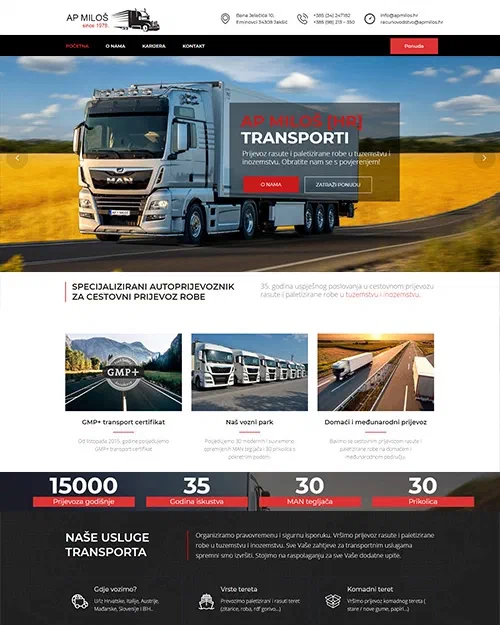 Prikaz web stranice AP MILOŠ