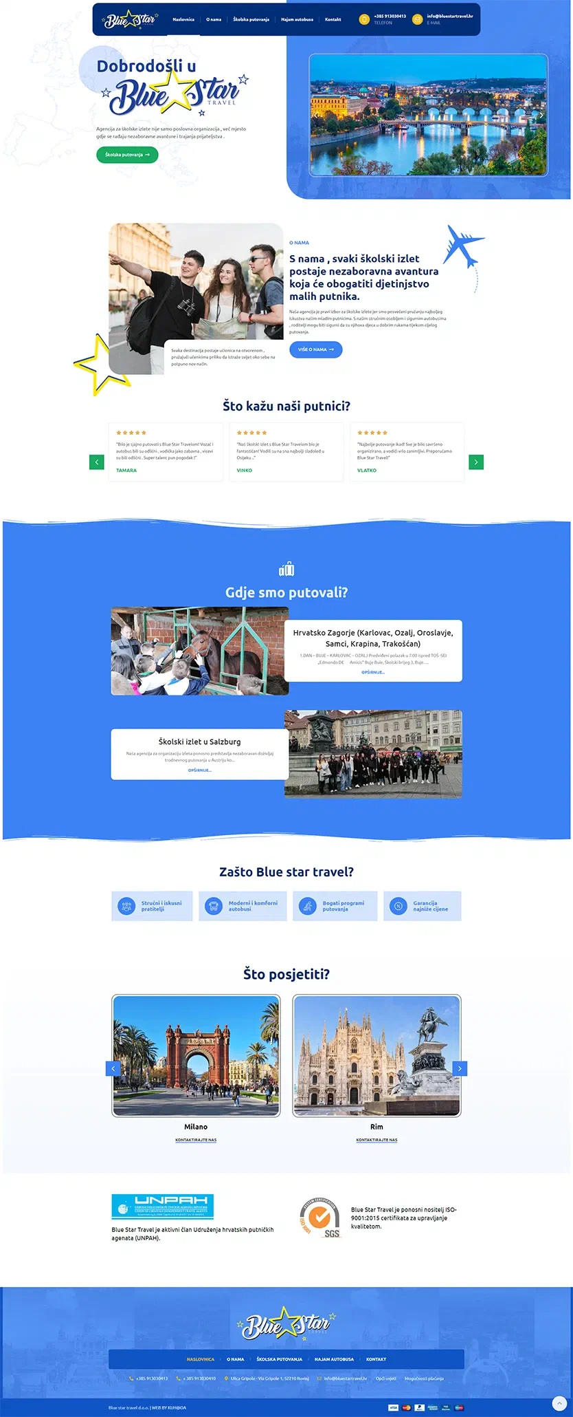 Prikaz web stranice BLUE STAR TRAVEL
