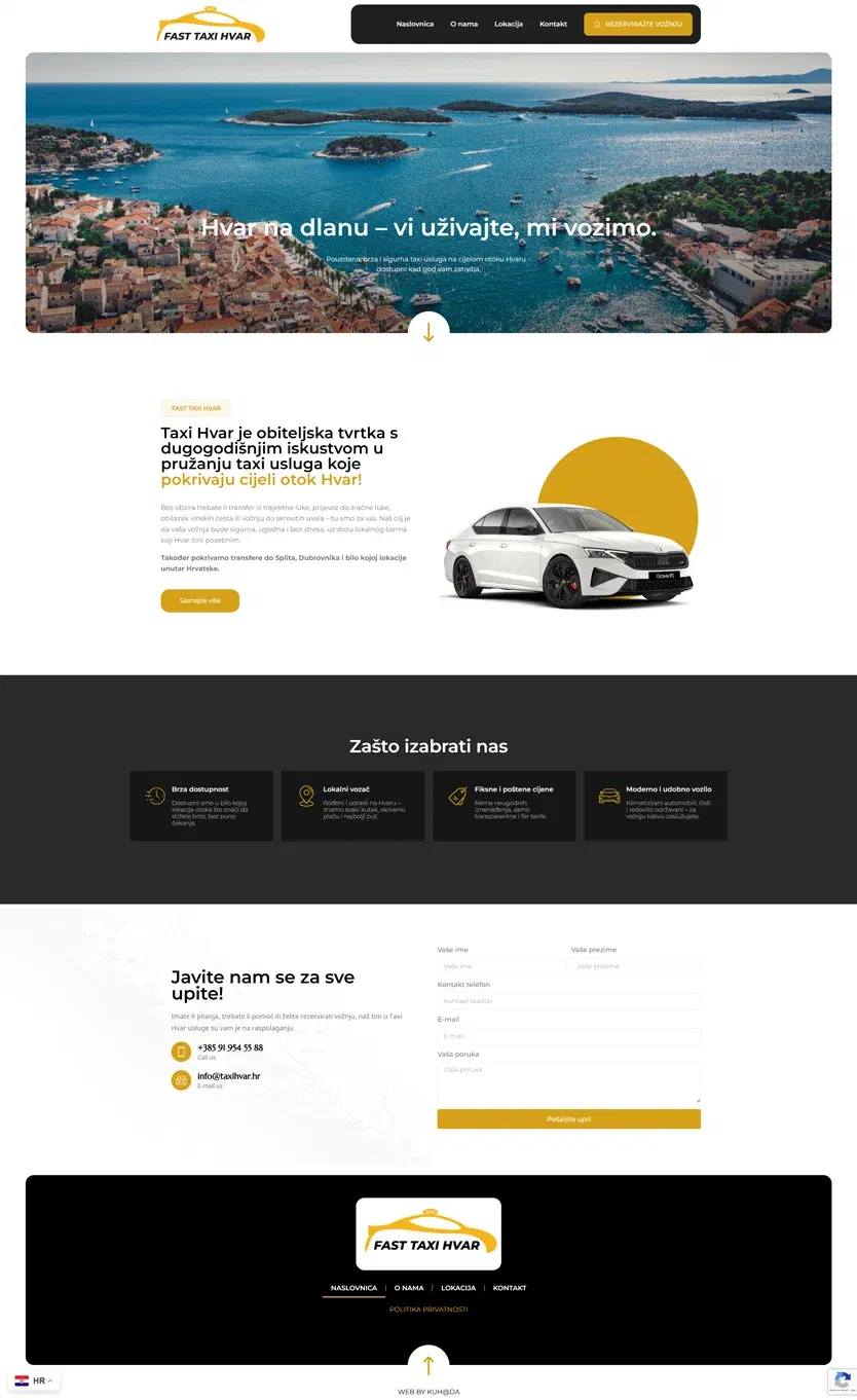 Prikaz web stranice Fast taxi Hvar