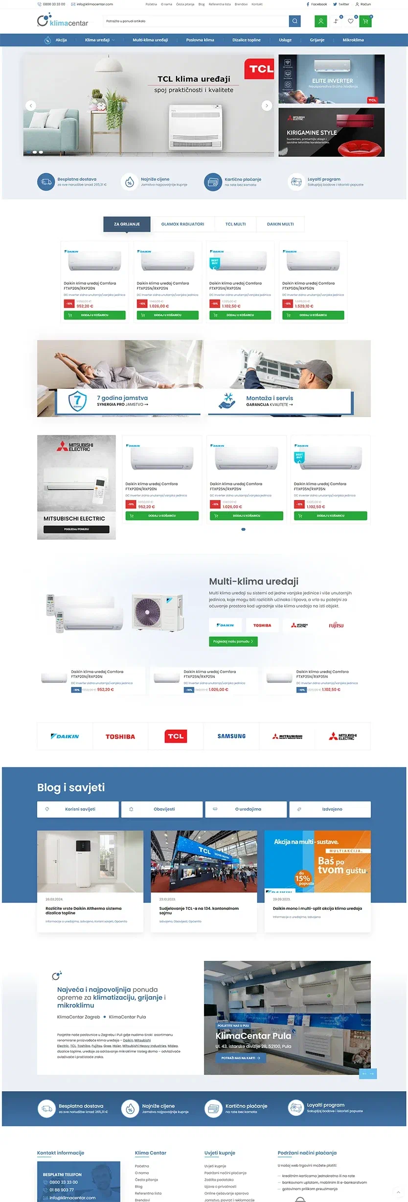 Prikaz web stranice KLIMA – CENTAR
