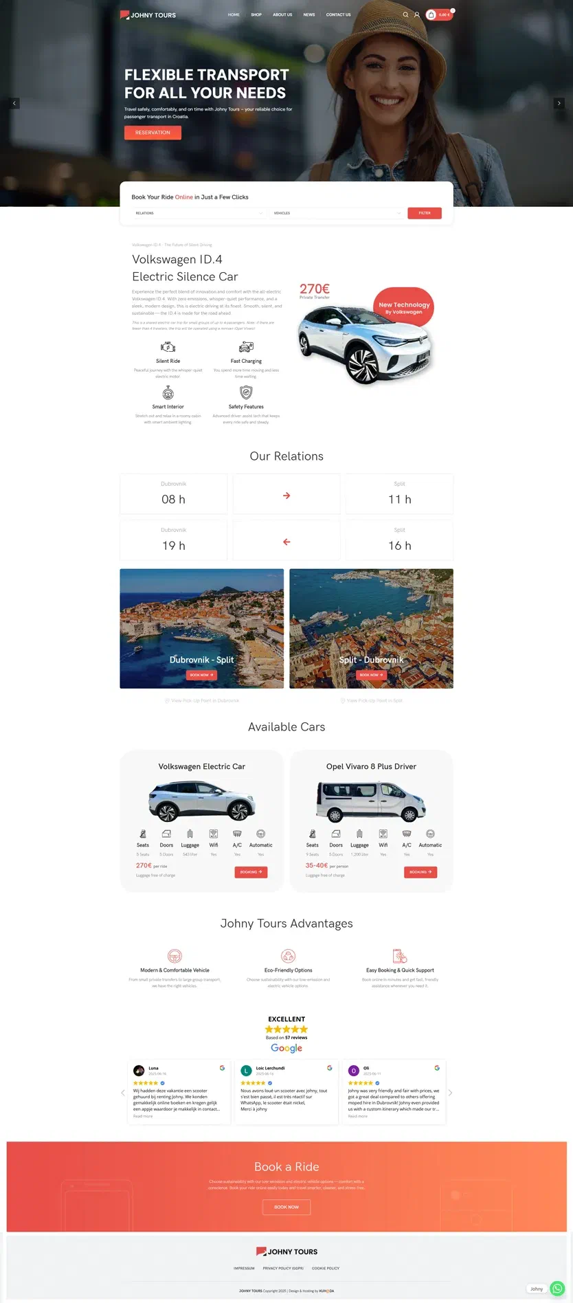 Prikaz web stranice Johny Tours