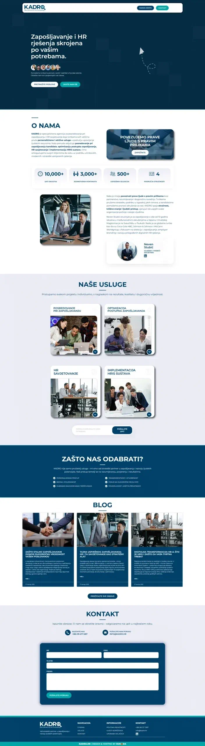 Prikaz web stranice Kadro agencija
