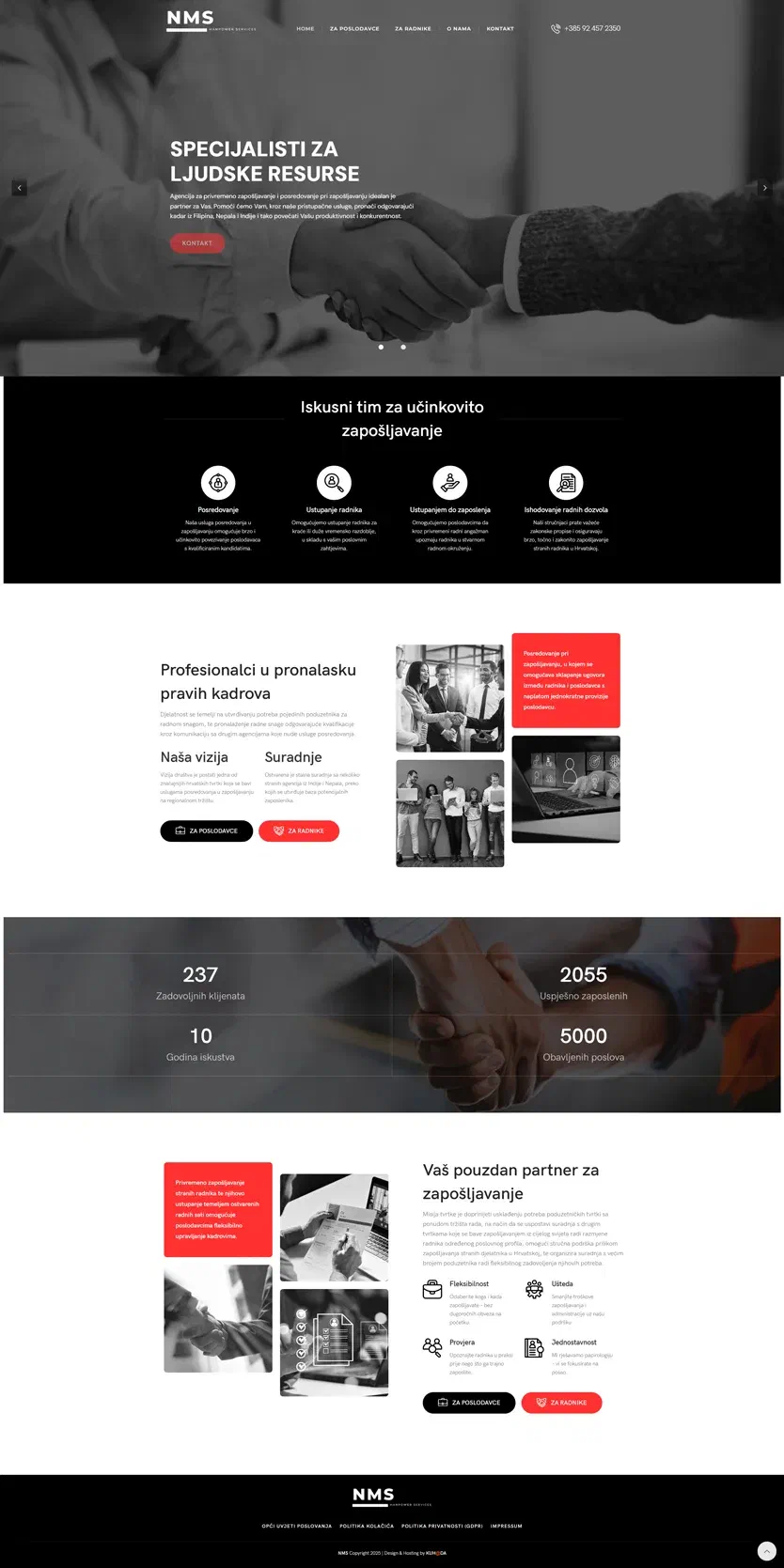 Prikaz web stranice NMS services