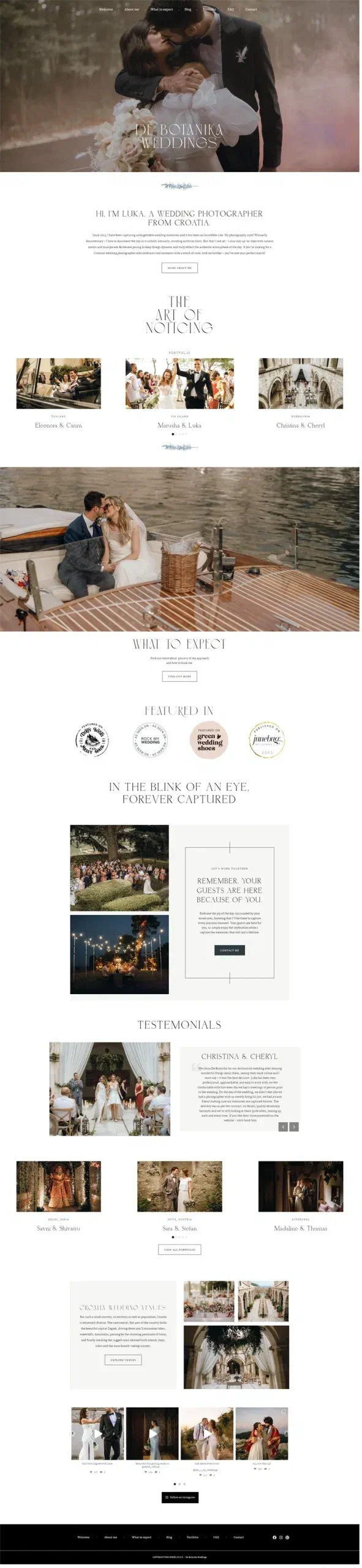 Prikaz web stranice DE BOTANIKA WEDDINGS