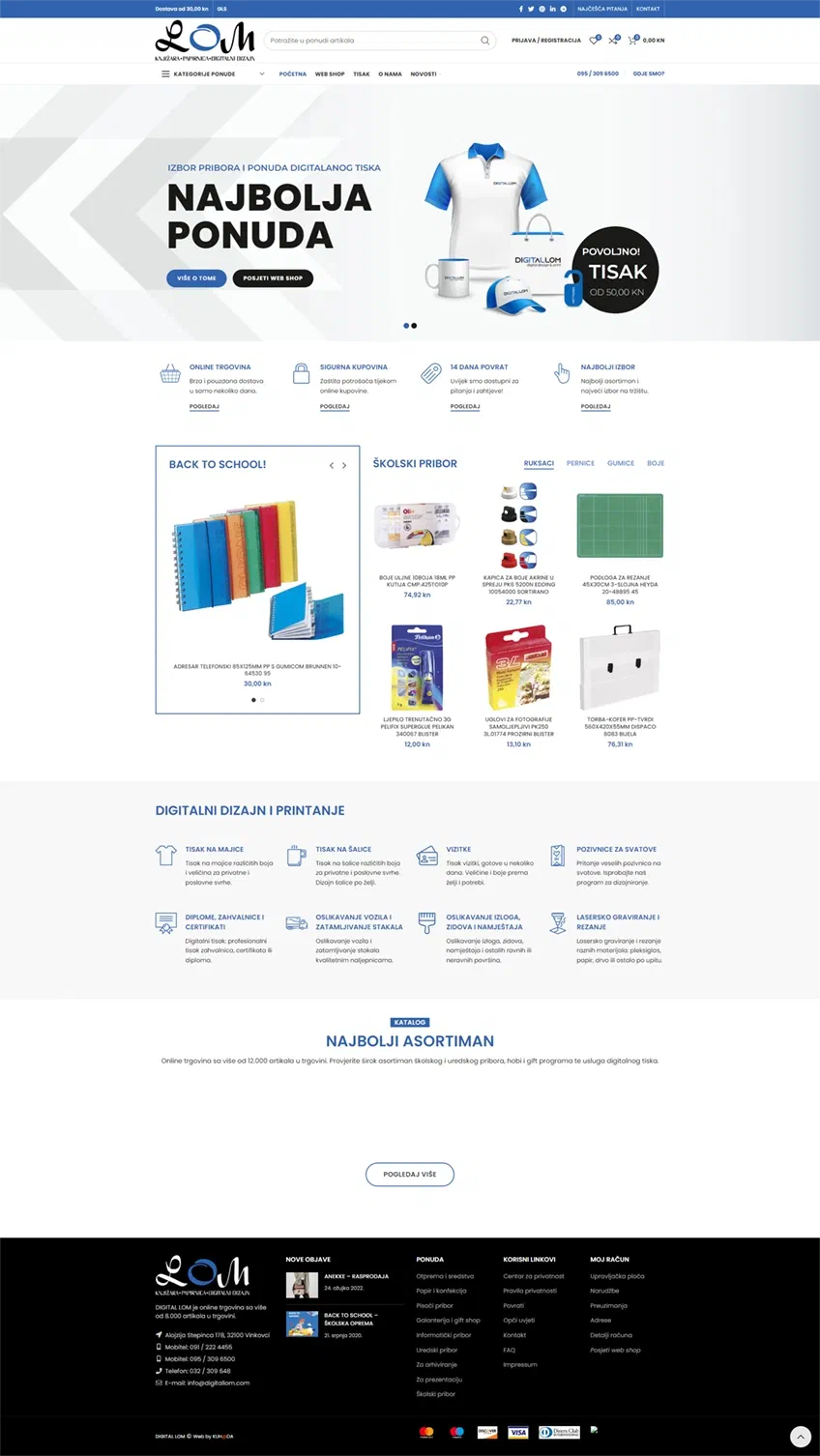 Prikaz web stranice Knjižara Digital LOM
