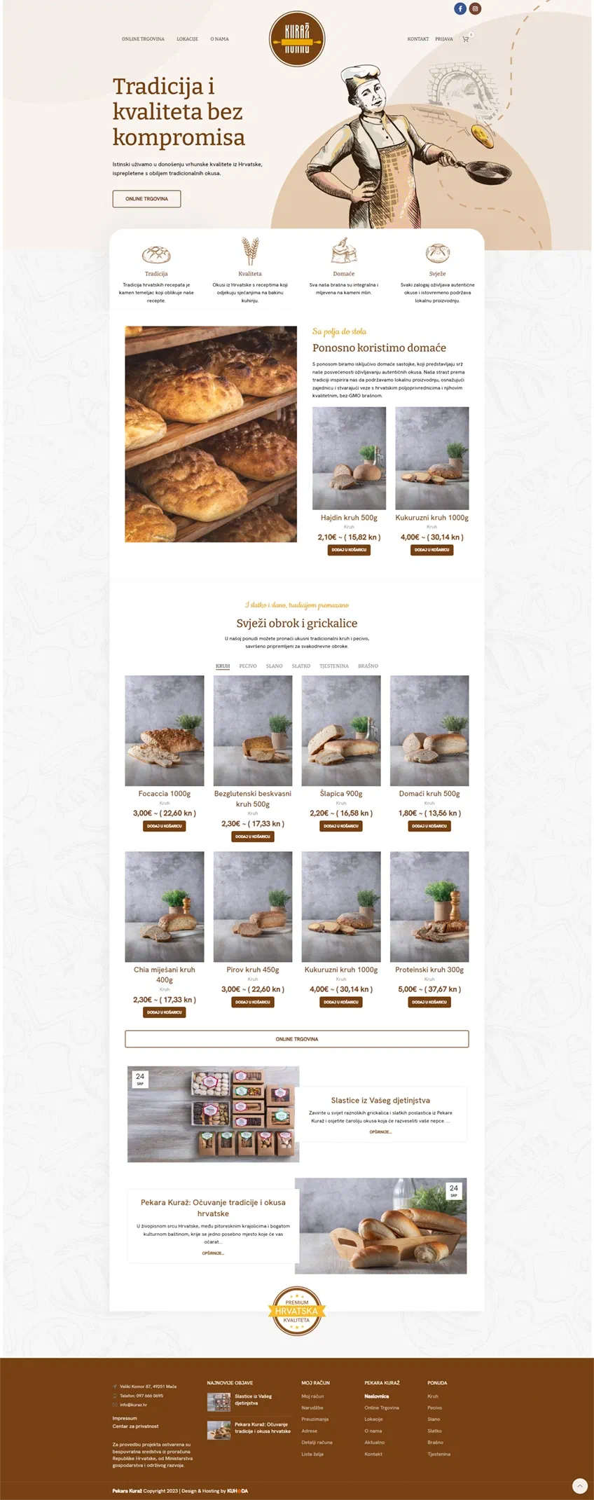 Prikaz web stranice Pekara Kuraž