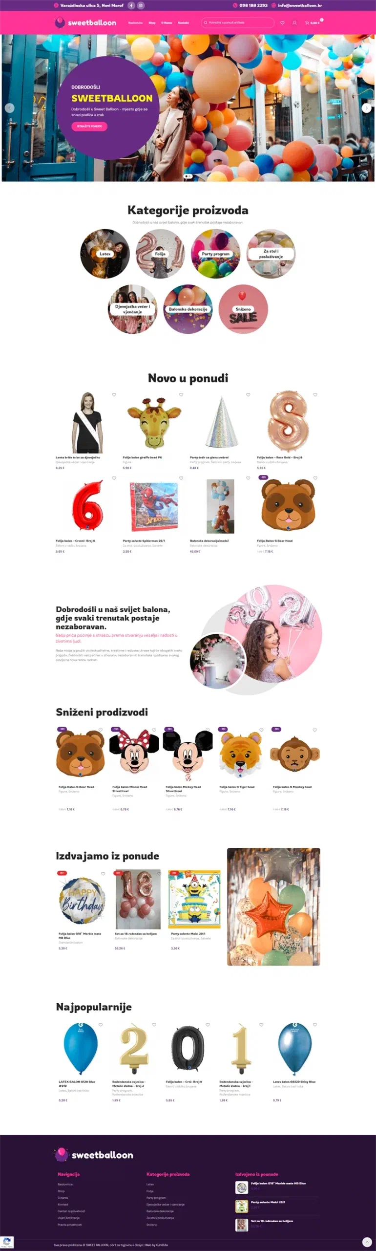Prikaz web stranice SWEET BALLOON, obrt za trgovinu i dizajn