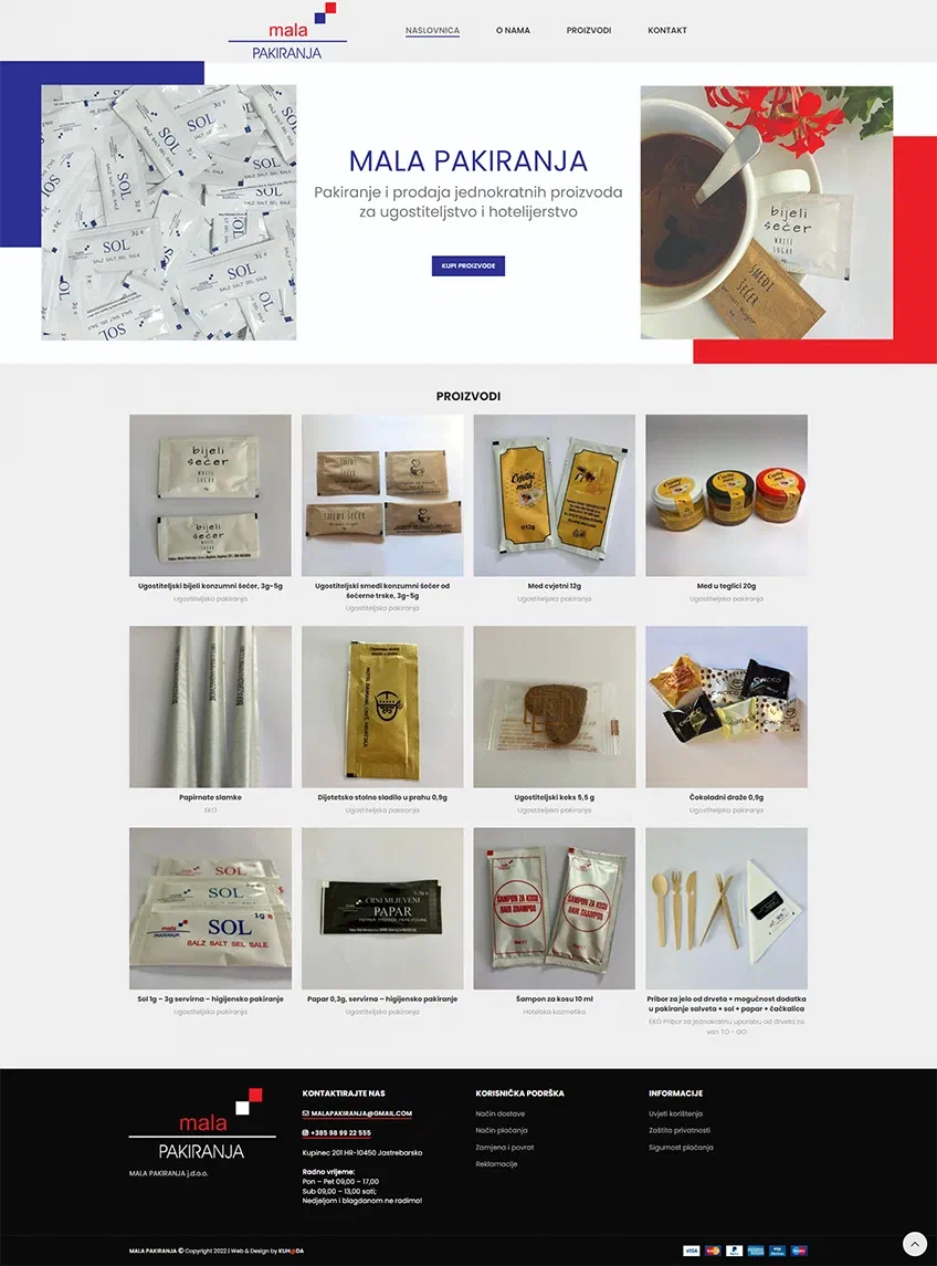 Prikaz web stranice Mala pakiranja