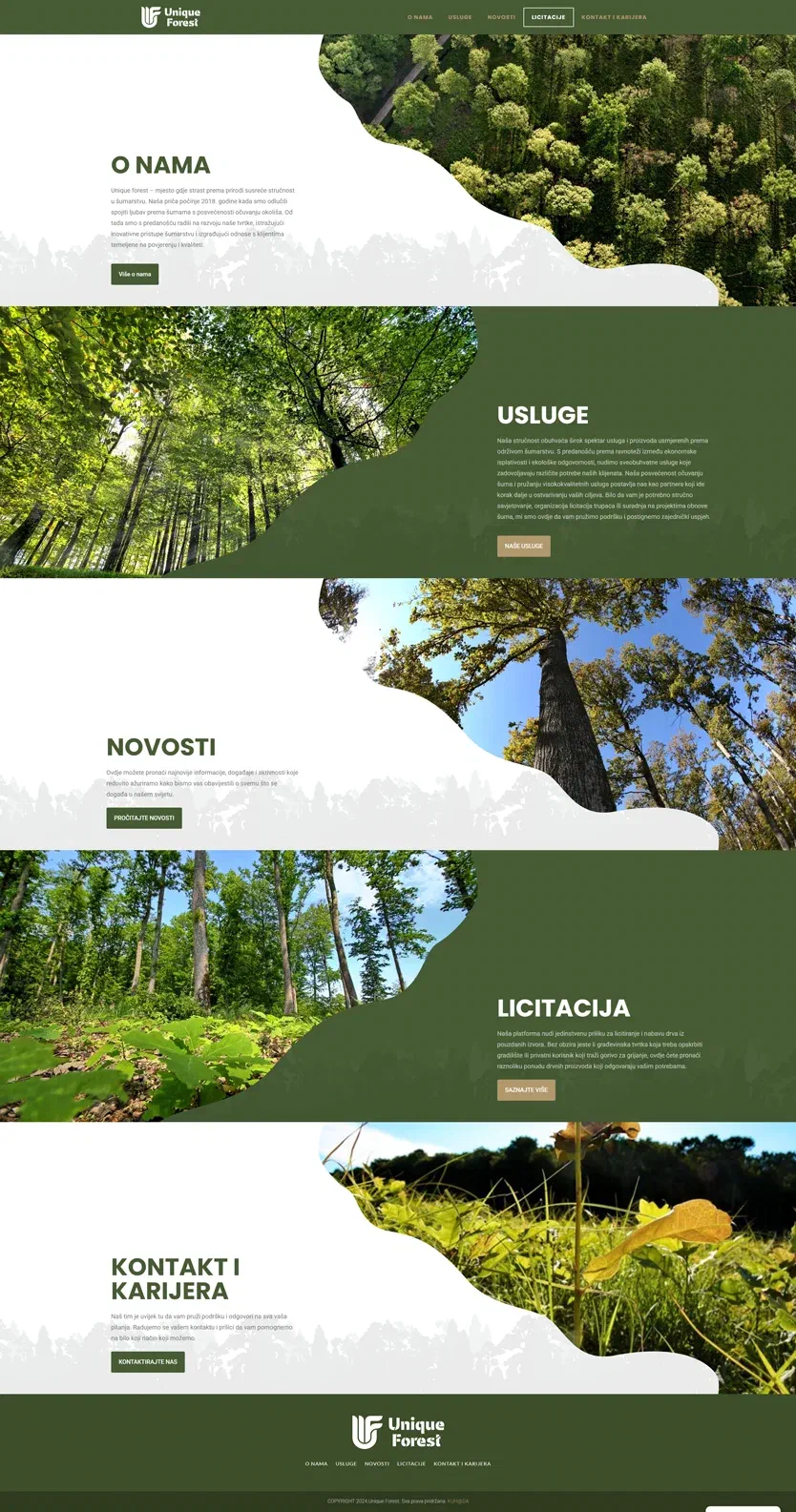 Prikaz web stranice Unique forest