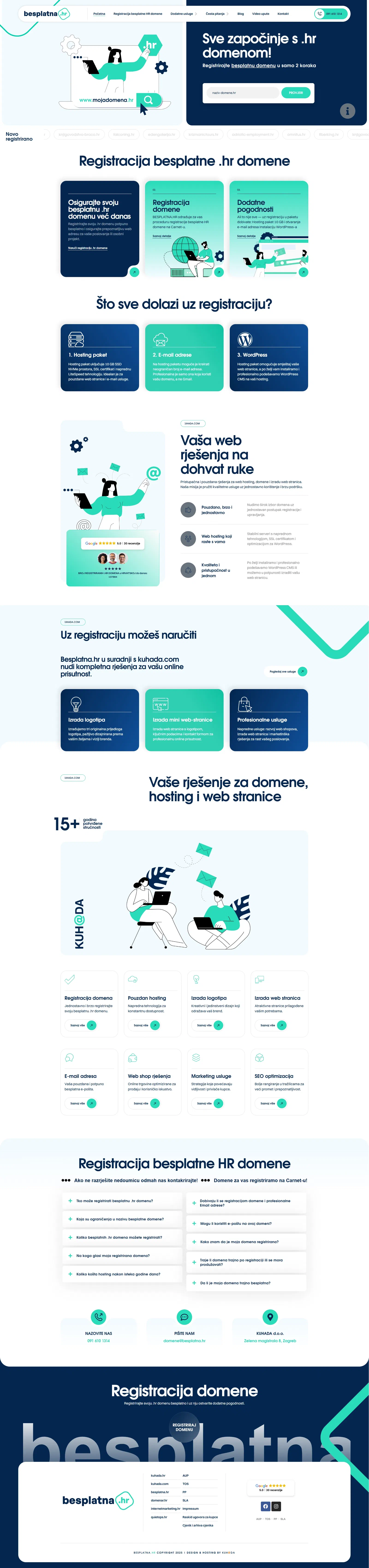 Prikaz servisa Besplatna.hr za registraciju .hr domena