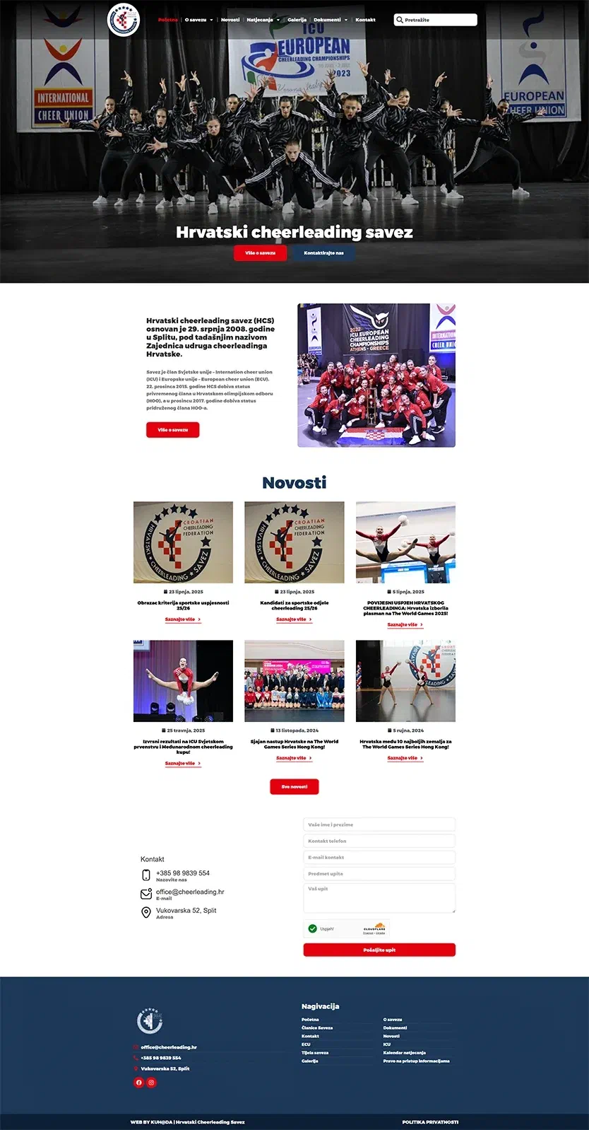 Prikaz web stranice Hrvatski cheerleading savez