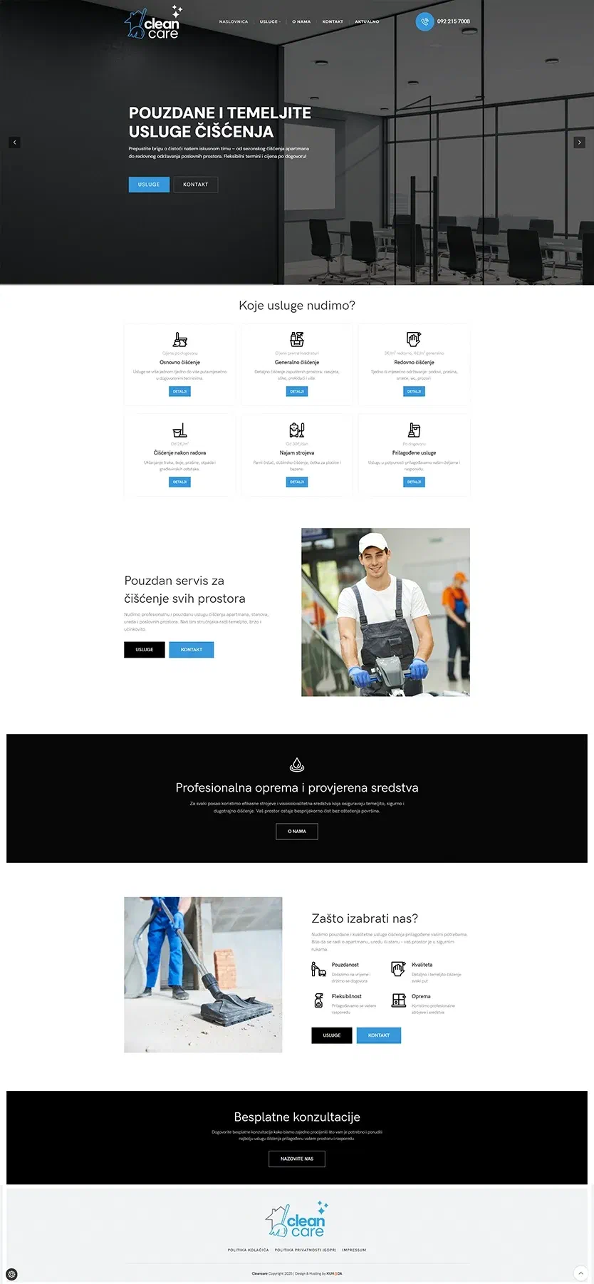 Prikaz web stranice Clean care