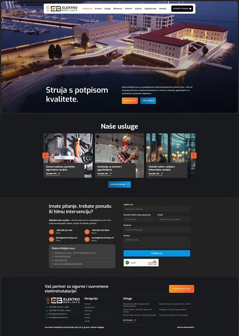 Prikaz web stranice Elektro Brkljača
