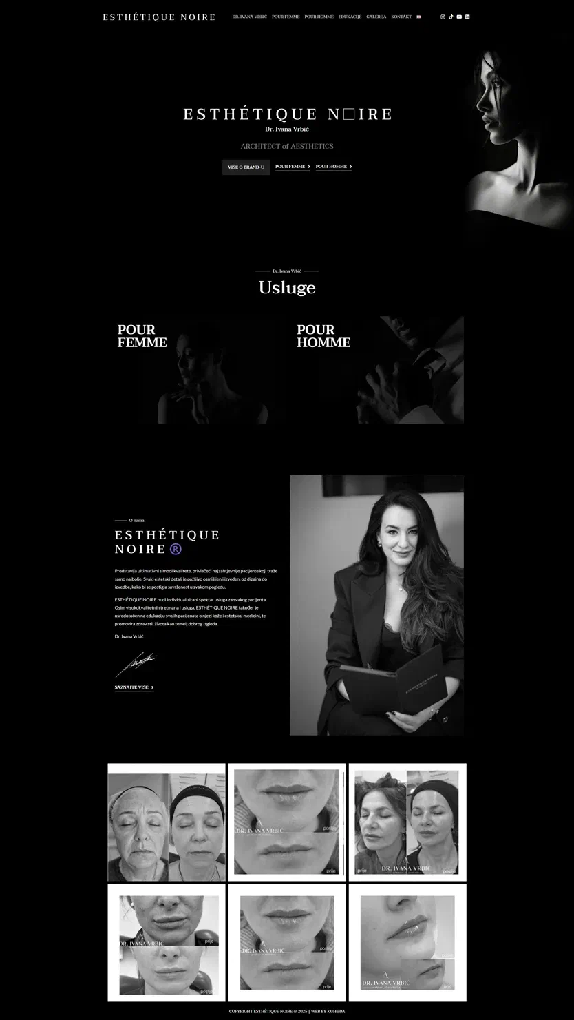 Prikaz web stranice Esthetique Noire