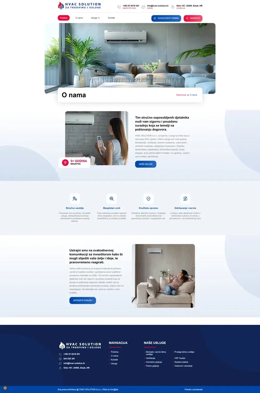 Prikaz web stranice HVAC SOLUTION d.o.o.