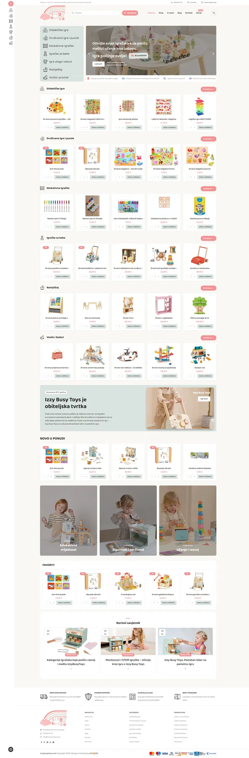 Prikaz web stranice Izzy Busy Toys