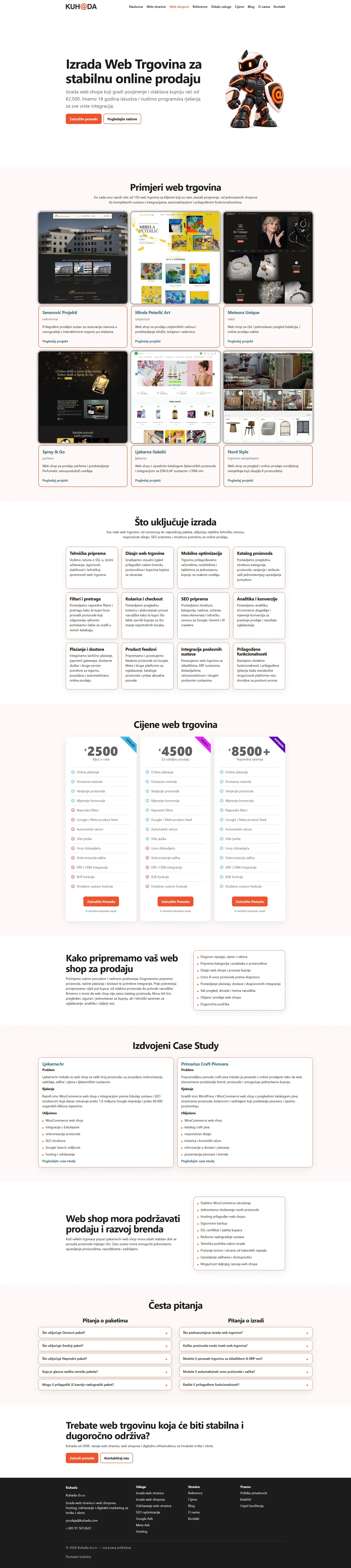 Prikaz redizajnirane web stranice Kuhada.com