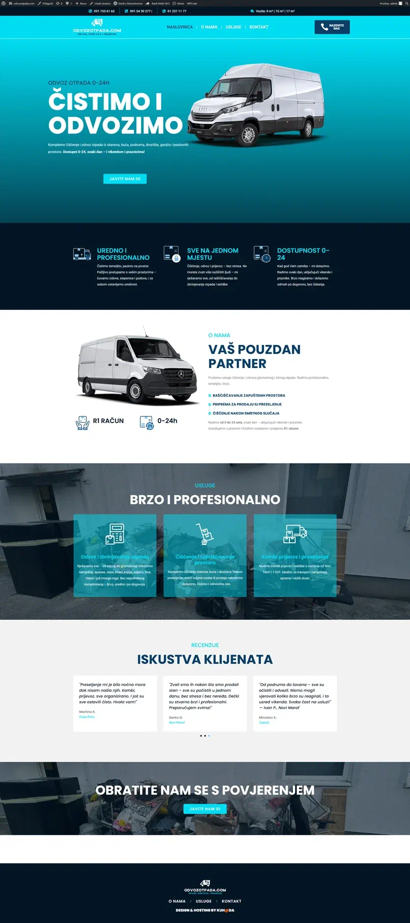 Prikaz web stranice Odvoz otpada