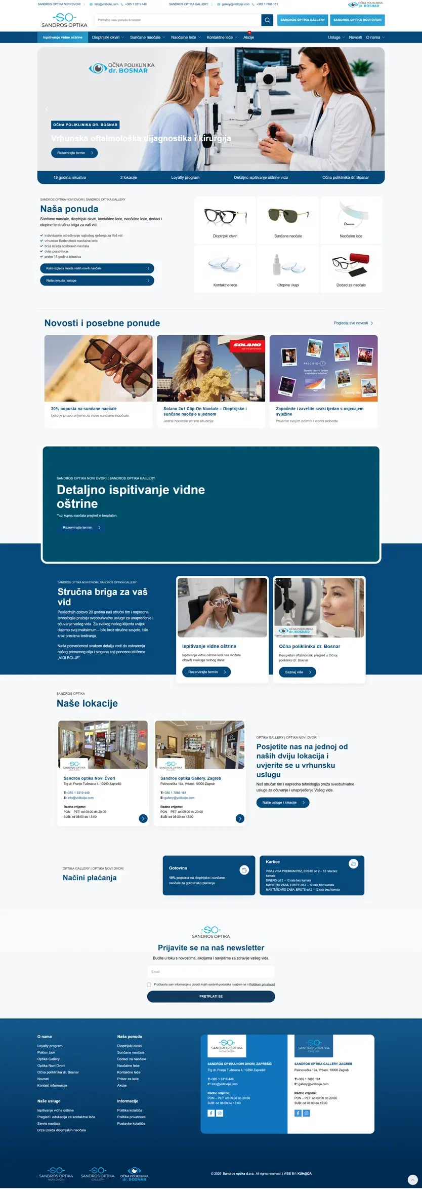 Prikaz web stranice Sandros optika