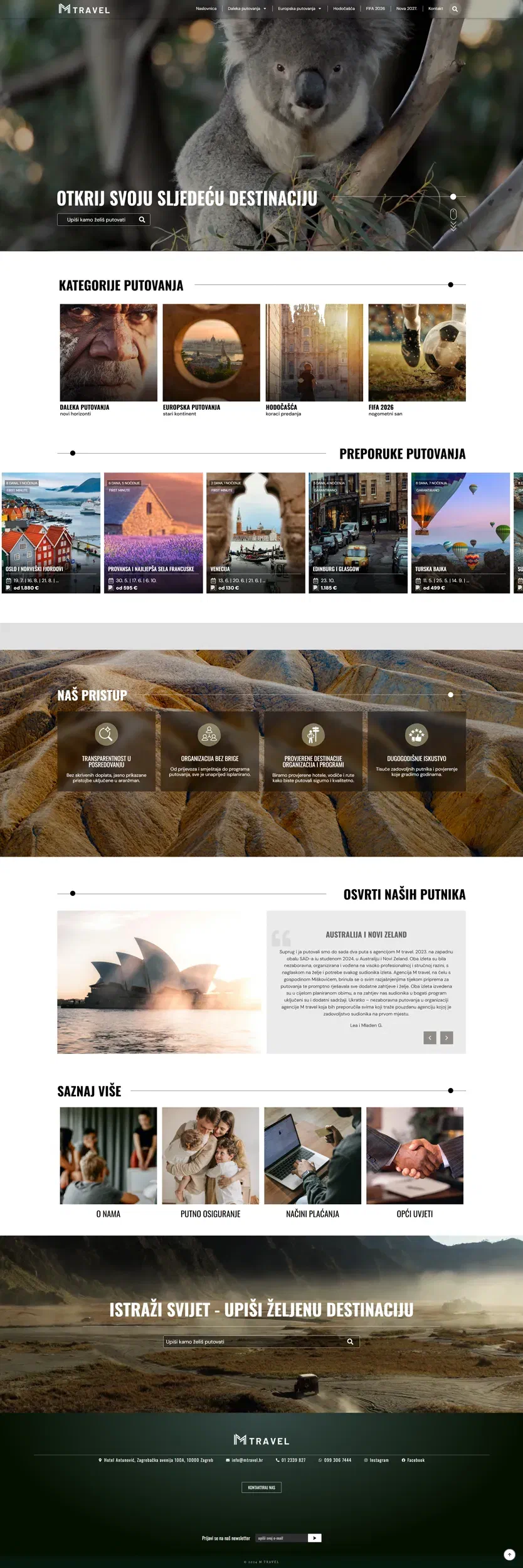 Prikaz web stranice M Travel