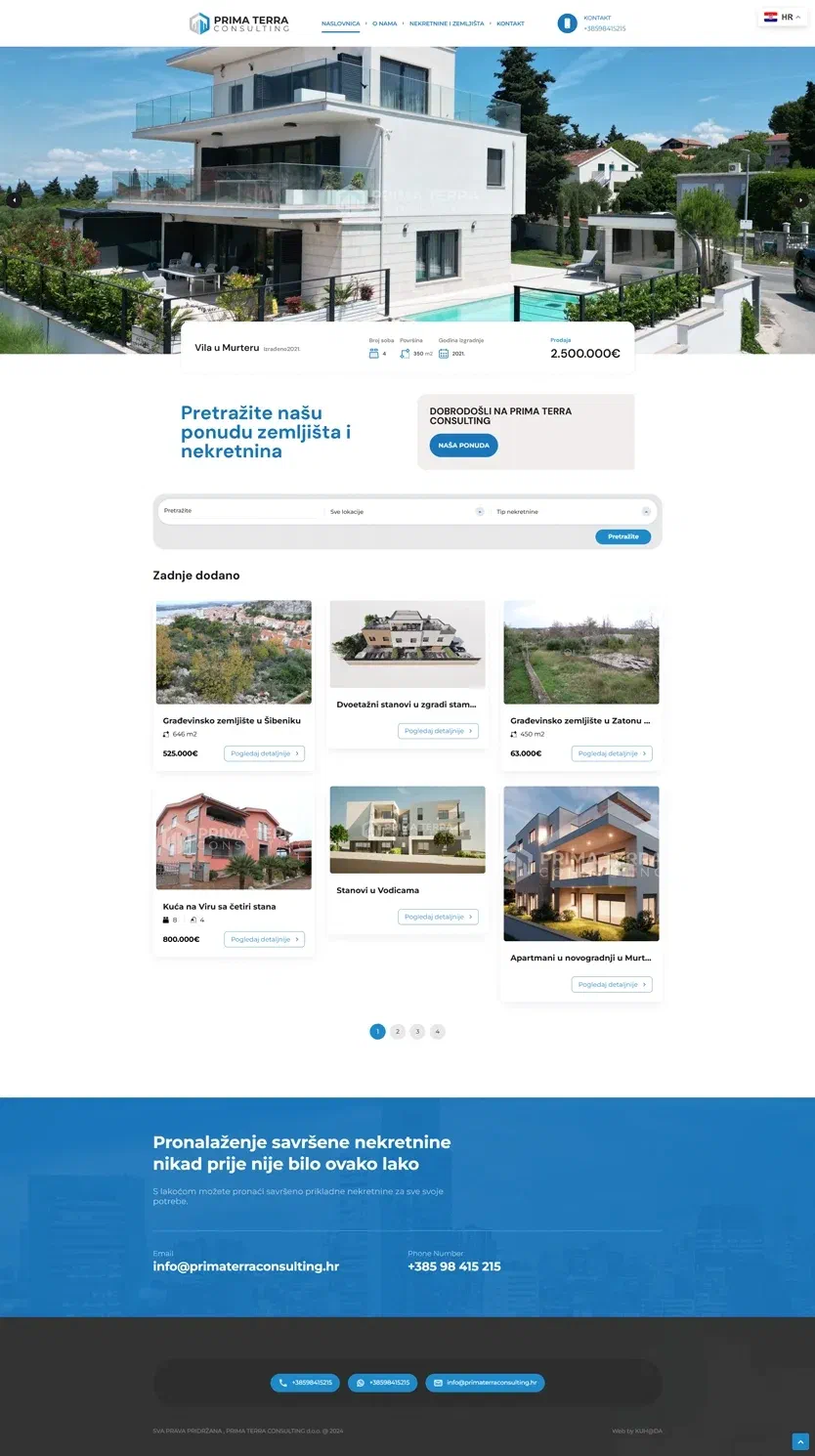 Prikaz web stranice PRIMA TERRA CONSULTING