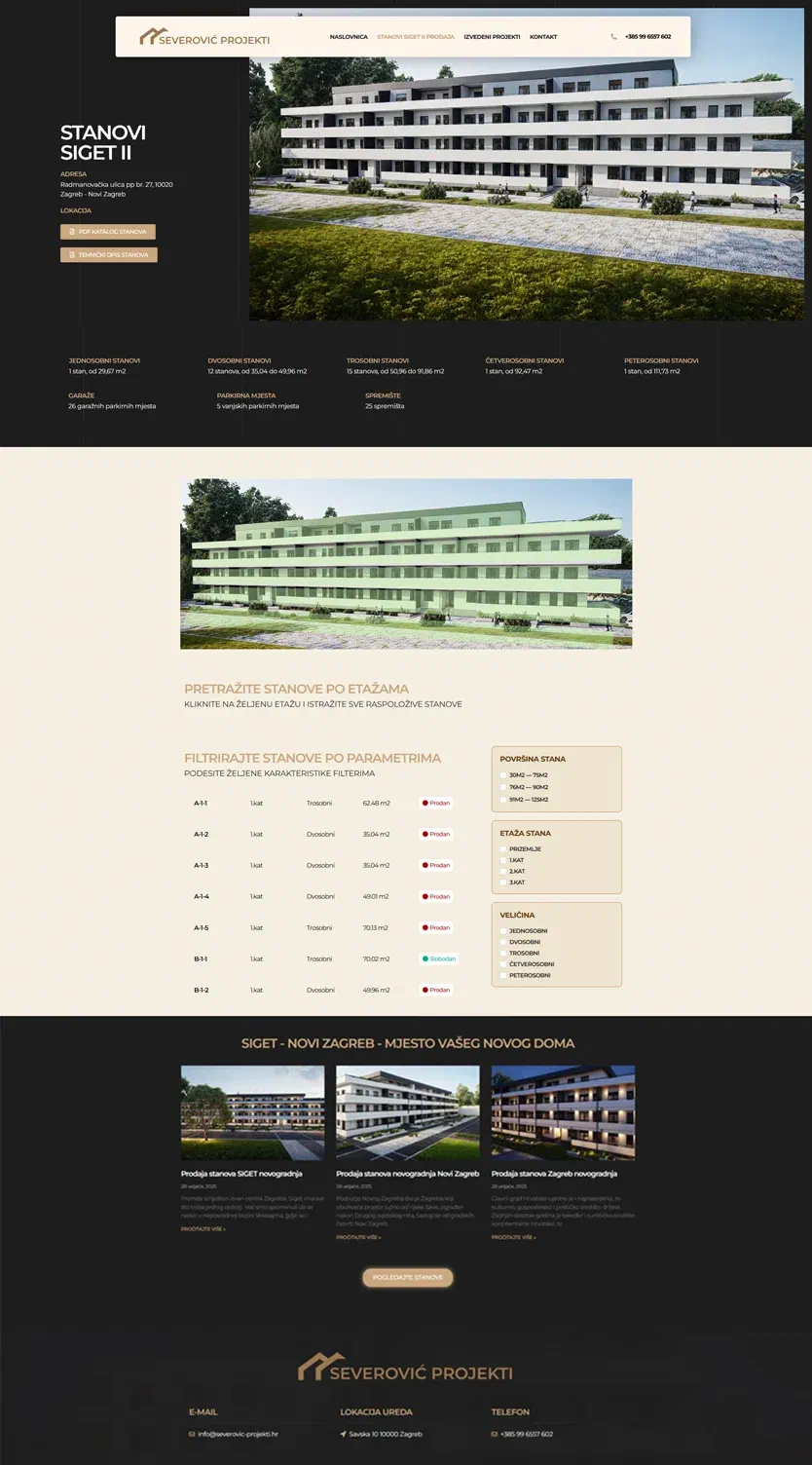 Prikaz web stranice Severović Projekti