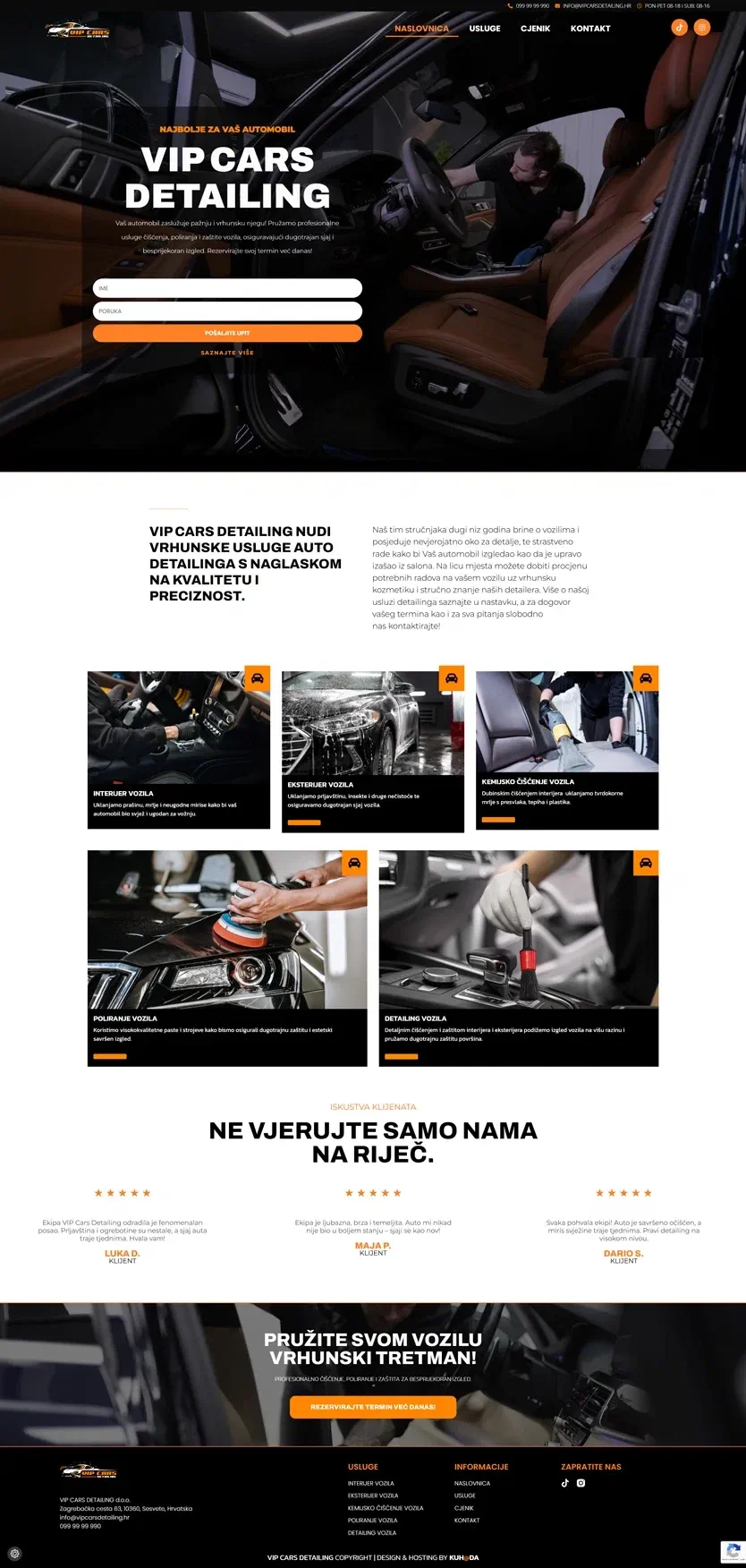 Prikaz web stranice VIP CARS DETAILING d.o.o.