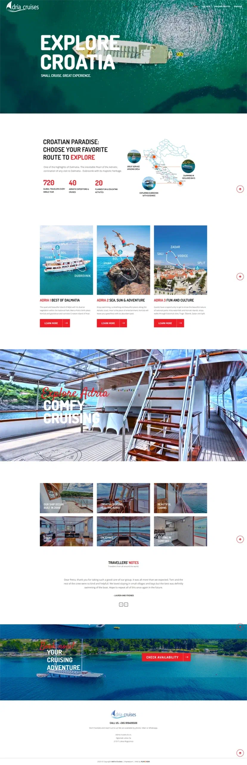Prikaz web stranice ADRIA CRUISES BOAT TRIPS