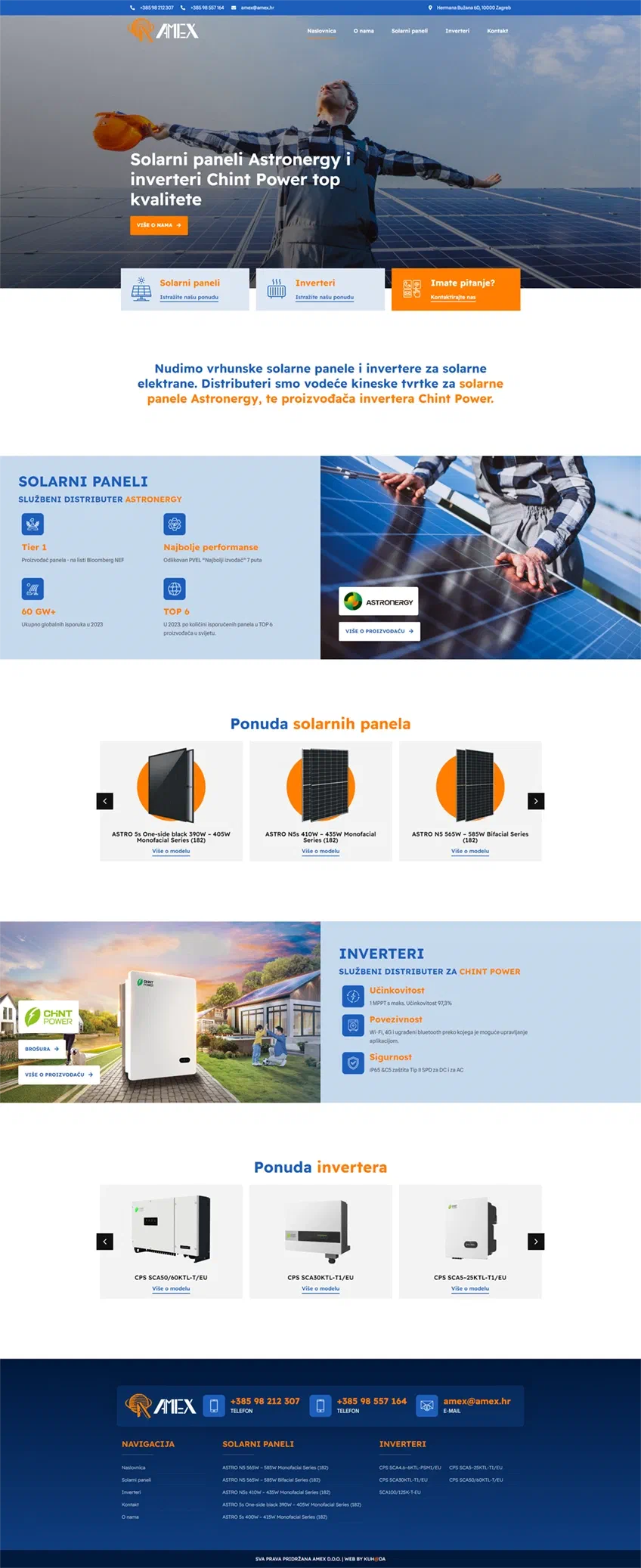 Prikaz web stranice AMEX – Zagreb