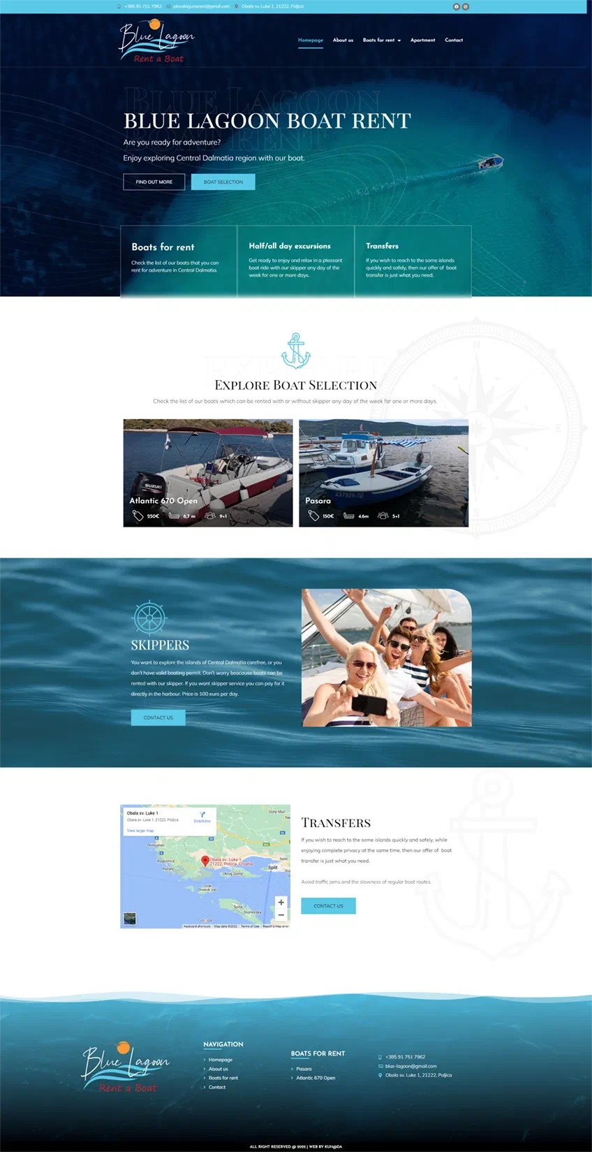 Prikaz web stranice Blue lagoon Boat rent