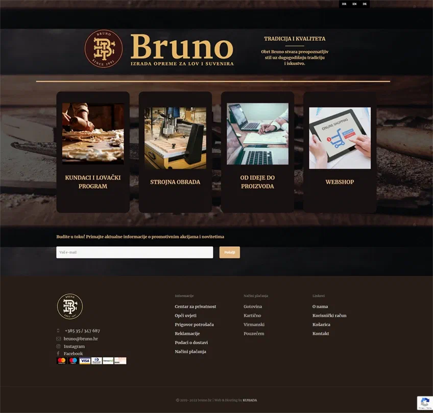 Prikaz web stranice BRUNO – OBRT