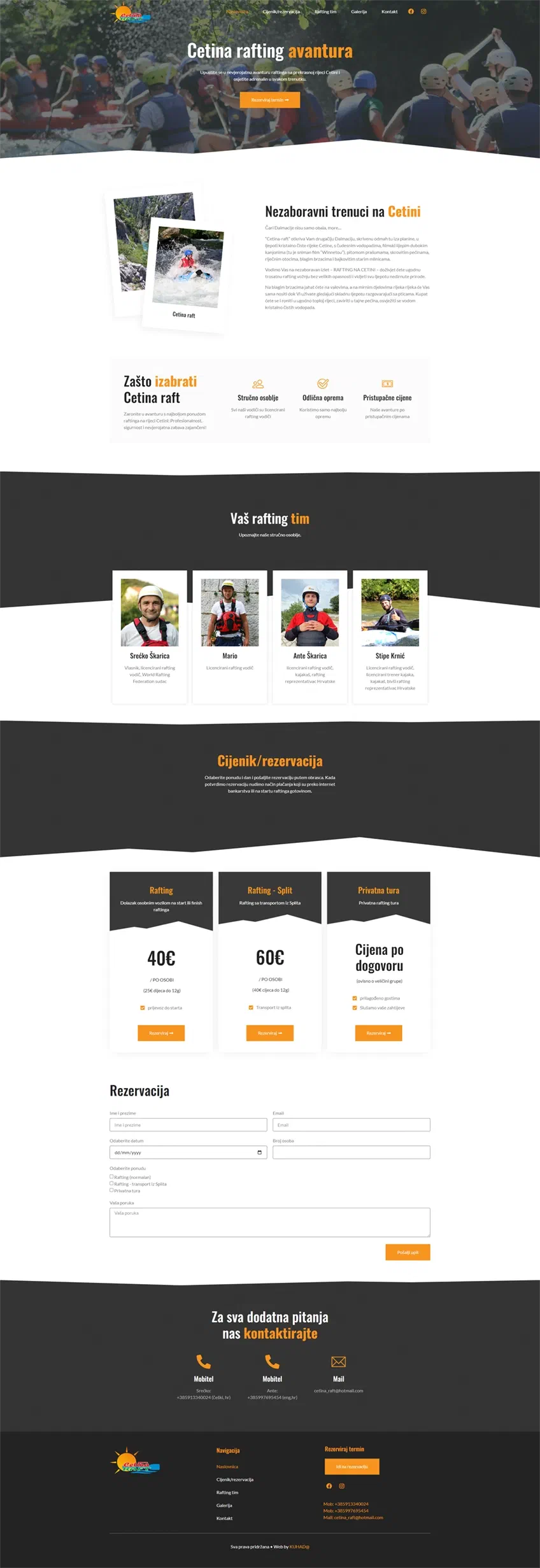 Prikaz web stranice Cetina rafting avantura