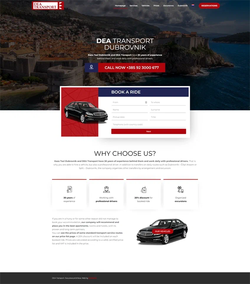 Prikaz web stranice KAZO TAXI DUBROVNIK I DEA TRANSPORT
