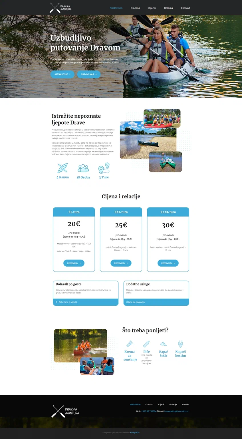 Prikaz web stranice Dravska Avantura