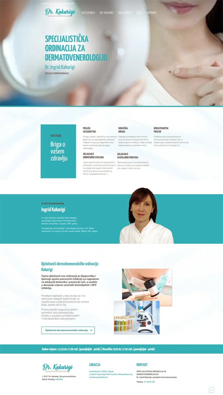Prikaz web stranice Dr. Kakarigi -ordinacija za kožne i spolne bolesti