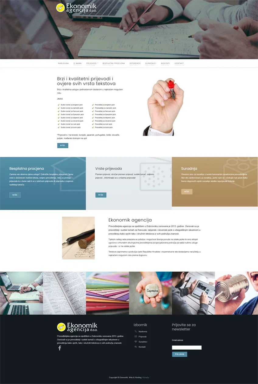 Prikaz web stranice Ekonomik agencija