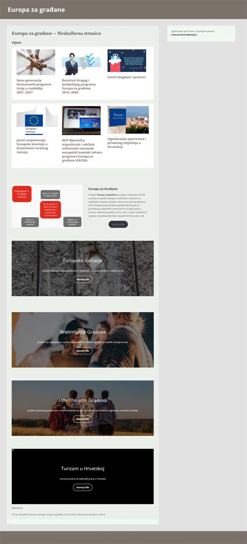 Prikaz web stranice Europa za građane