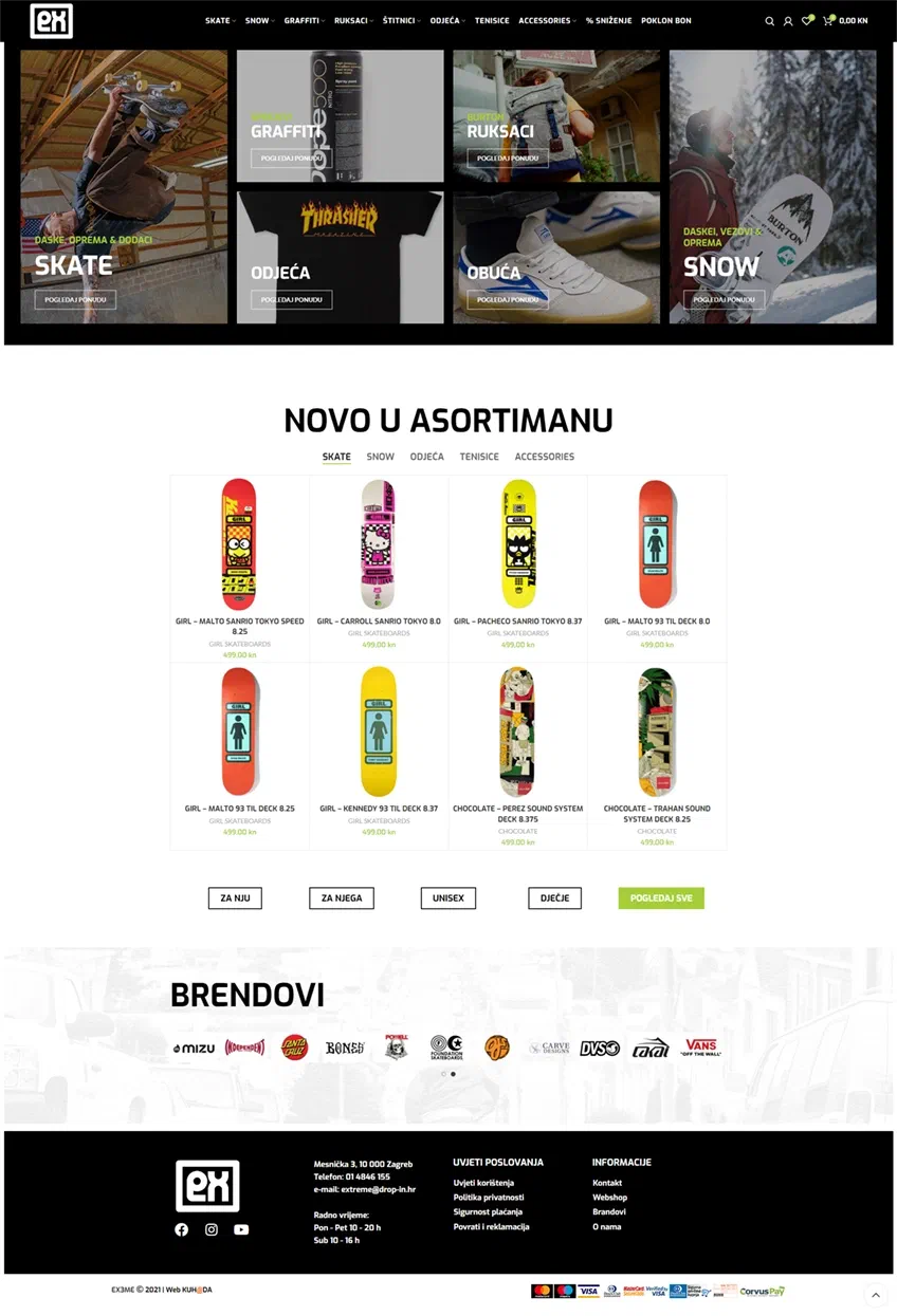 Prikaz web stranice Extreme sport