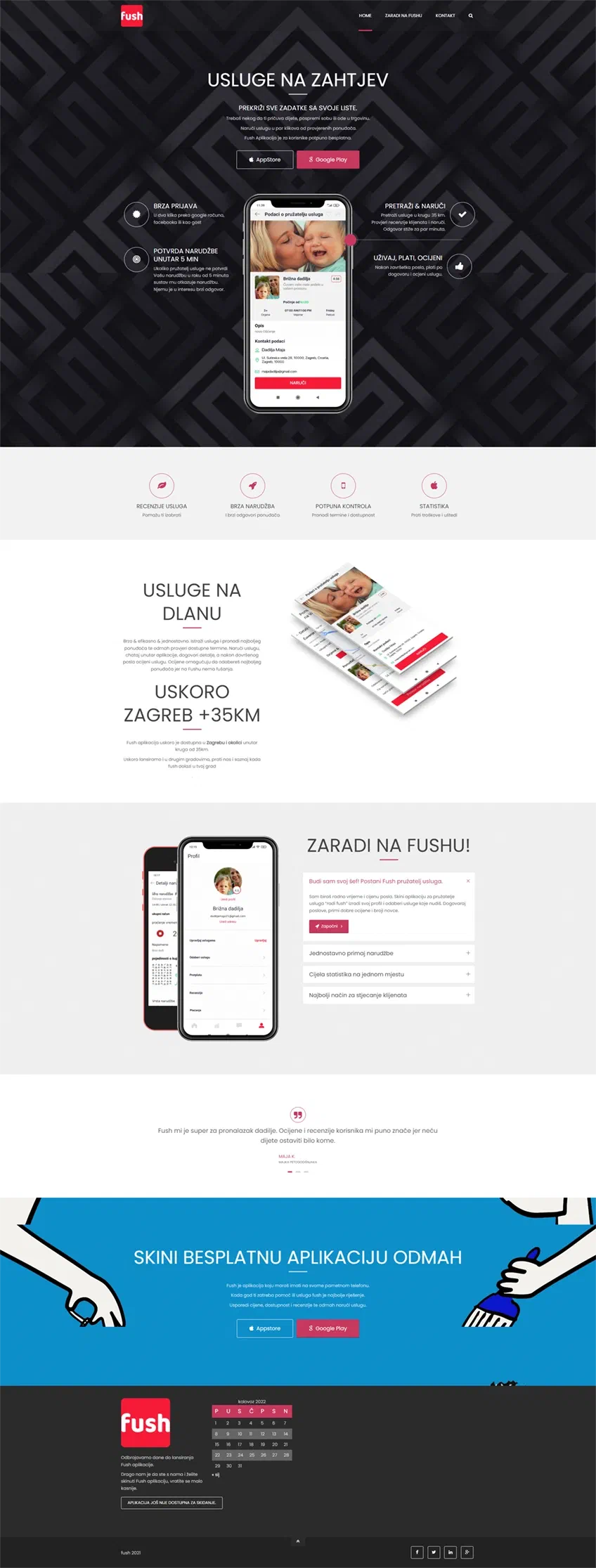 Prikaz web stranice Fush