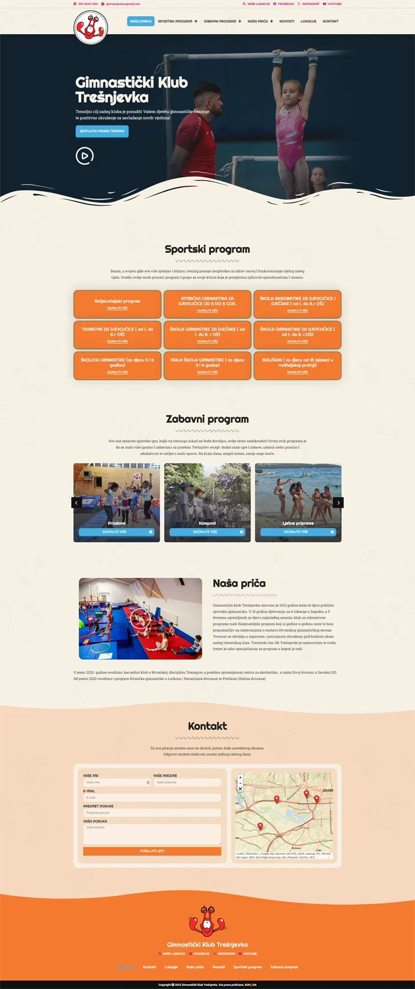 Prikaz web stranice Gimnastički Klub Trešnjevka