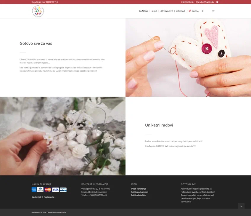 Prikaz web stranice Obrt Gotovo sve