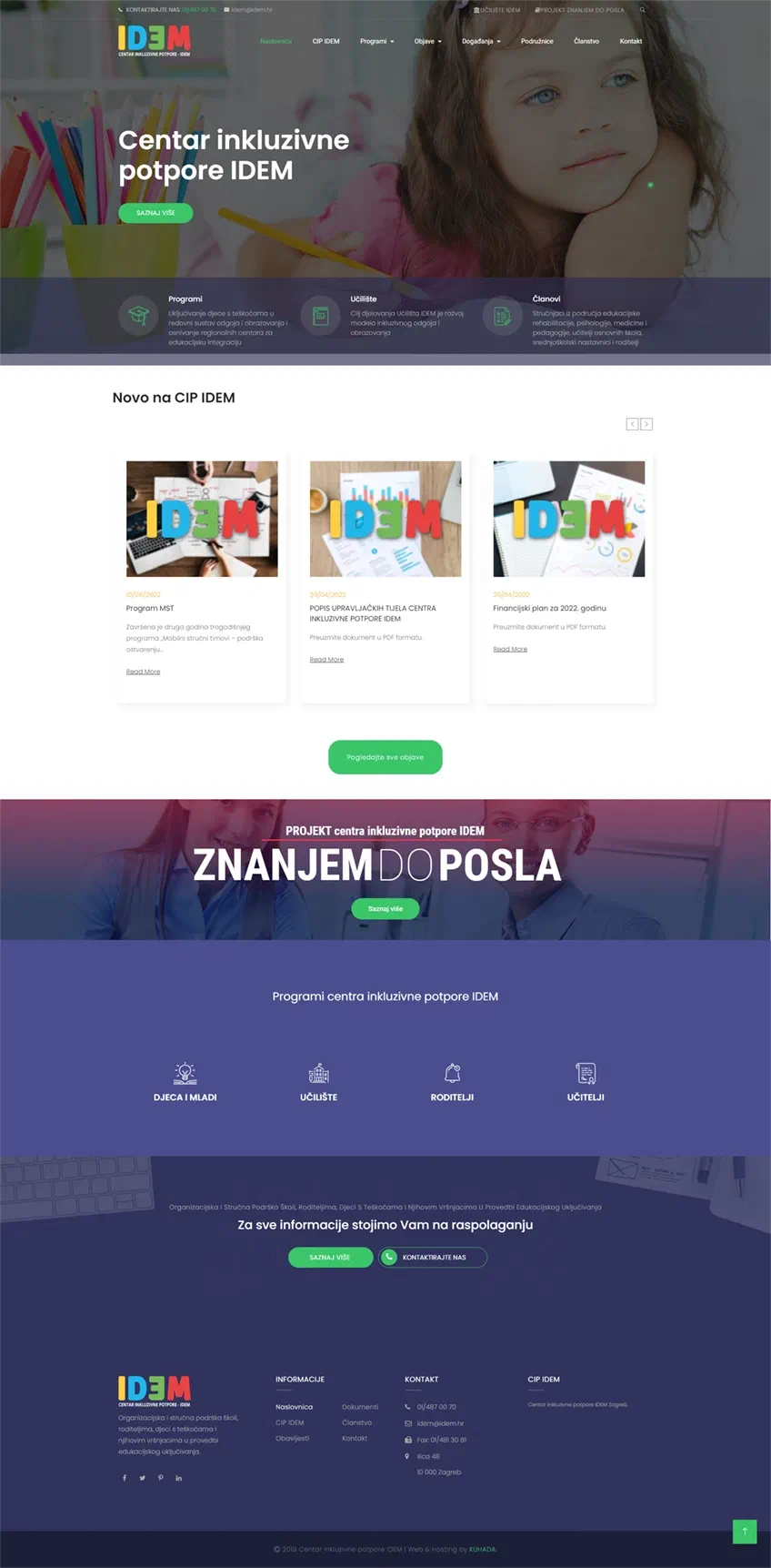 Prikaz web stranice Centar inkluzivne potpore IDEM