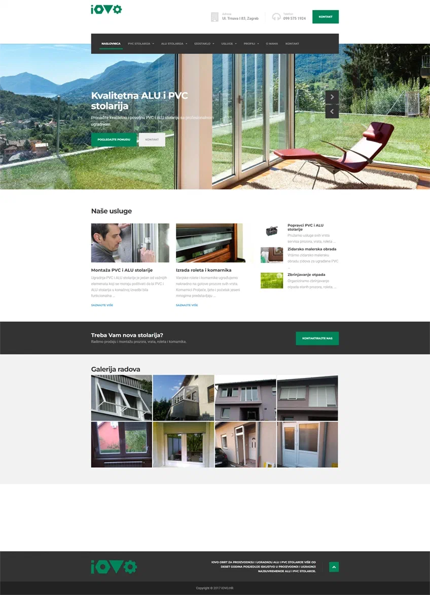 Prikaz web stranice iOVO PVC i ALU stolarija