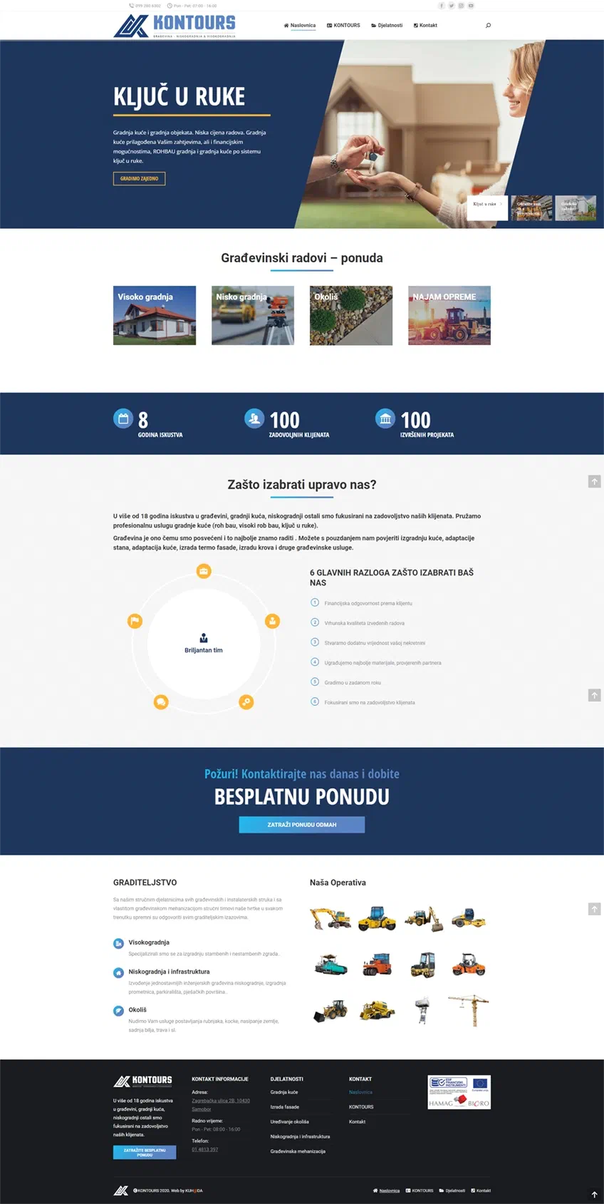 Prikaz web stranice Kontours d.o.o. za graditeljstvo, trgovinu i turizam