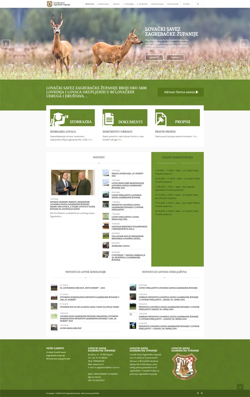 Prikaz web stranice Lovački savez Zagrebačke županije