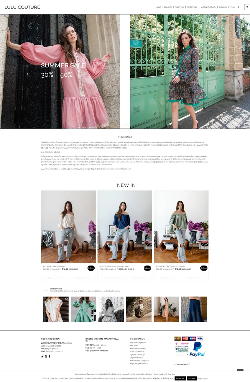 Prikaz web stranice LuLu Couture